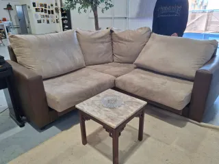 Sofá modular beige y marrón