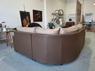 Sofá modular beige y marrón