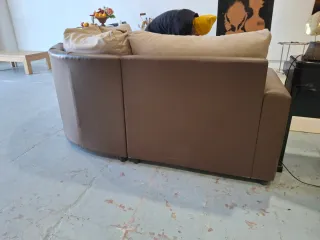 Sofá modular beige y marrón