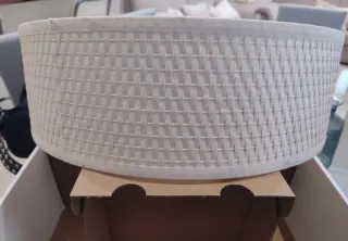 Pantalla Lámpara Mimbre Blanco Roto