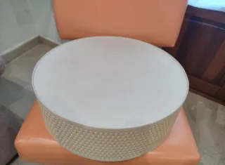 Pantalla Lámpara Mimbre Blanco Roto