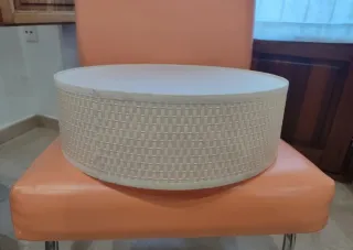 Pantalla Lámpara Mimbre Blanco Roto