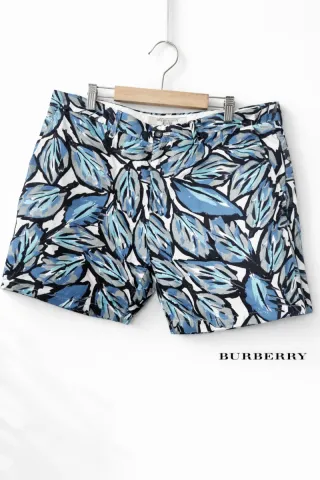 Bañador Burberry Estampado Hojas Azul Blanco