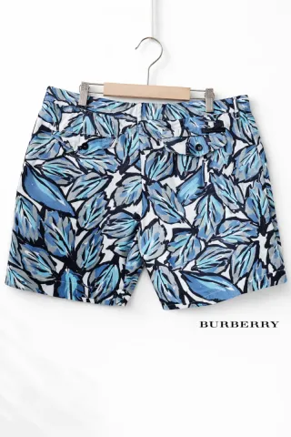 Bañador Burberry Estampado Hojas Azul Blanco