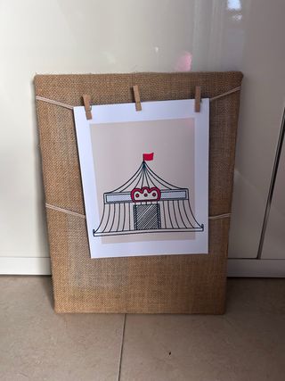 Decoración pared foto yute