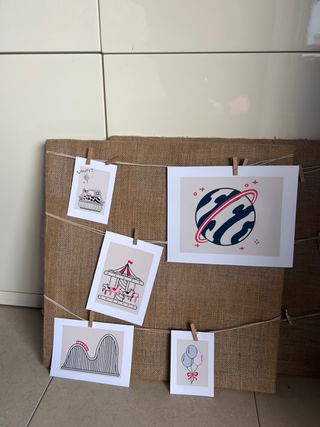 Decoración pared foto yute