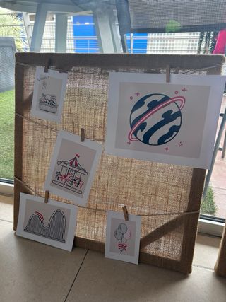 Decoración pared foto yute