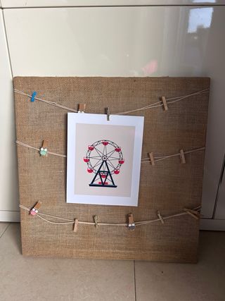 Decoración pared foto yute