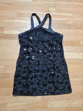Vestido Negro Zara Flores Lentejuelas