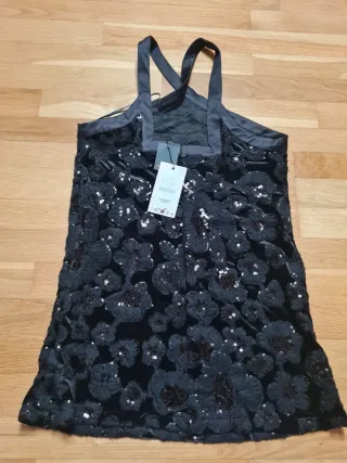 Vestido Negro Zara Flores Lentejuelas