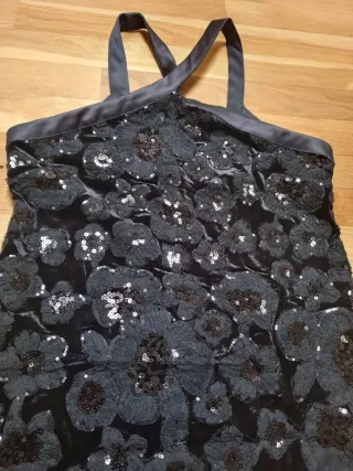 Vestido Negro Zara Flores Lentejuelas