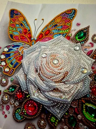 Quadro farfalla e rosa (Fatto a mano)