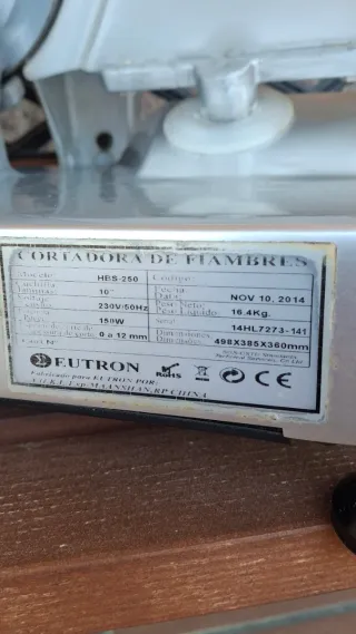 Cortadora fiambre charcuteria carniceria monofasic