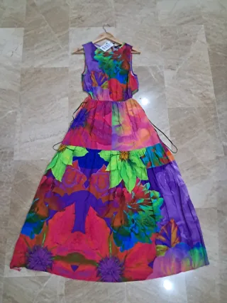 Vestido Desigual Largo Floral Mujer