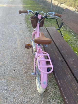 Bicicleta infantil rosa con cesta 16 pulgadas