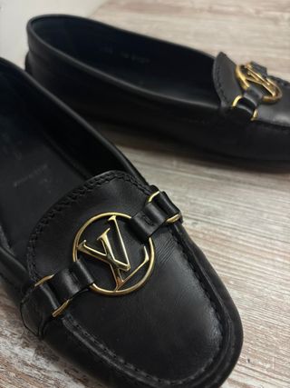 Mocassini Louis Vuitton Pelle Nera Oro