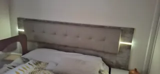 Cabecero de cama matrimonio beige y gris