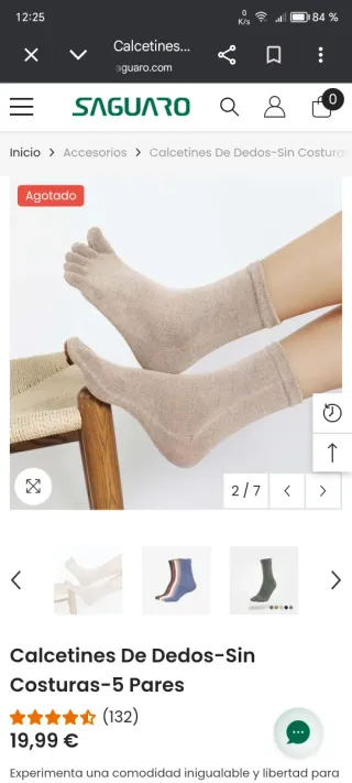 Calcetines Saguaro Dedos Sin Costuras