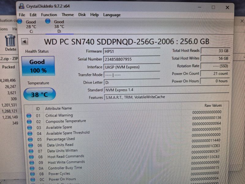 SSD 256GB NVMe M.2 PCIe Gen4X4 Western Digital afbeelding 2