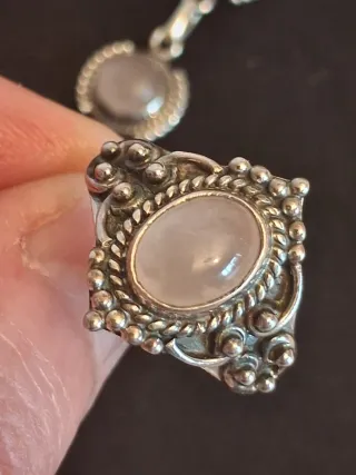 Conjunto Plata: Pulsera y Anillo Cuarzo Rosa