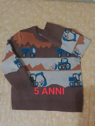 Maglione 5 Anni Camion e Escavatori