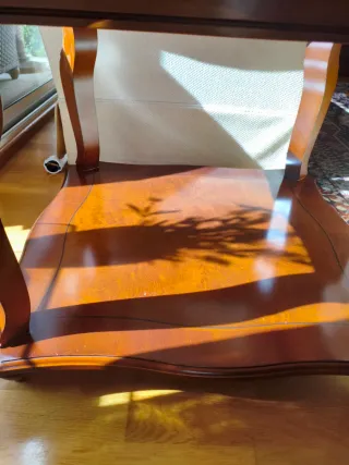 Mesa auxiliar madera y cristal biselado