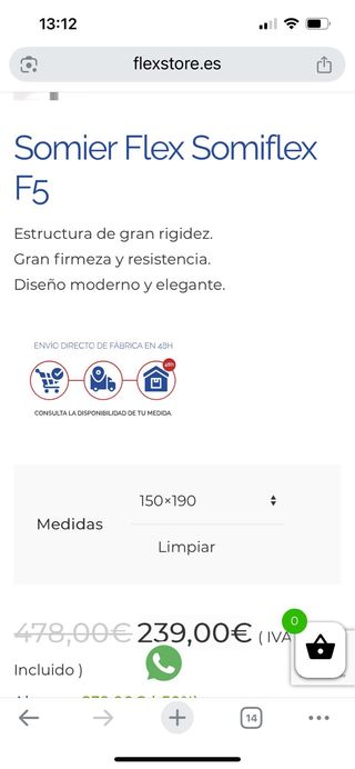 Somier Flex Láminas flexibles 150x190