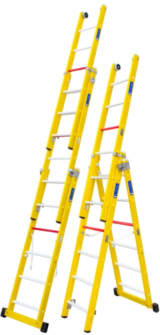 Escalera Fibra 3 Tramosx6 peldaños