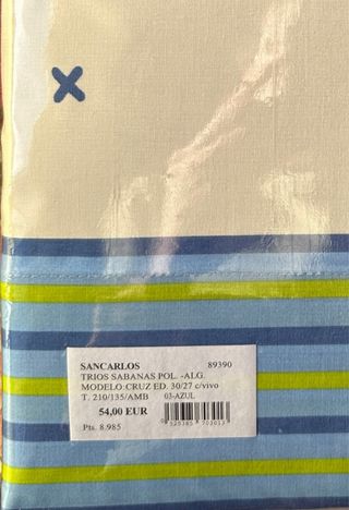 Juego Sábanas San Carlos Castilla Blanco/Azul