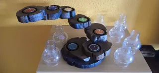 Portavelas de madera y Cristal