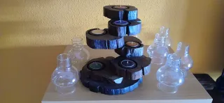 Portavelas de madera y Cristal