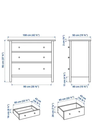 Cómoda de madera blanca