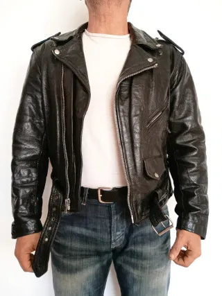 Cazadora cruzada cuero auténtico heavy M. Medidas