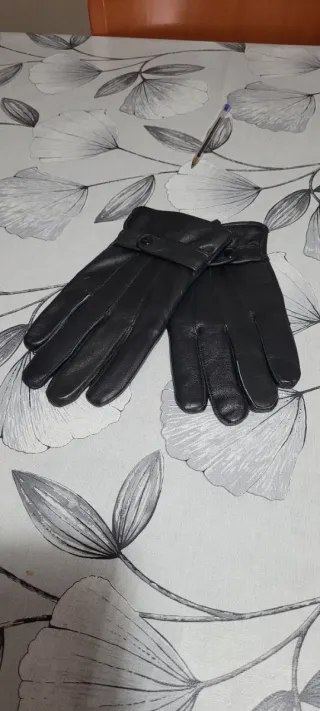 Guantes de piel para hombre negros