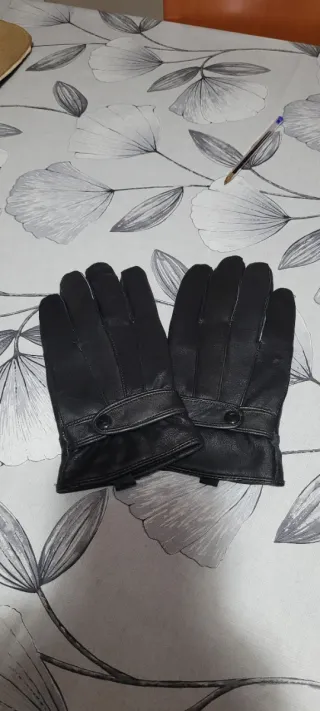 Guantes de piel para hombre negros