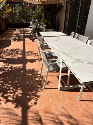 Mesa extensible hast 340cm exterior con 10 sillas