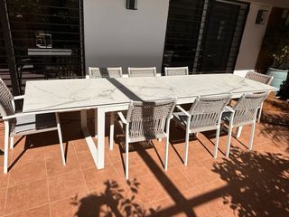 Mesa extensible hast 340cm exterior con 10 sillas