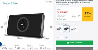 Power Bank Qi Inalámbrico 50000 mAh