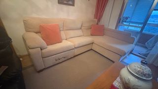 Sofá Chaiselongue 280x180cm Tela Beige