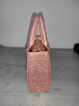 Bolso de mano Zara rosa con pedrería