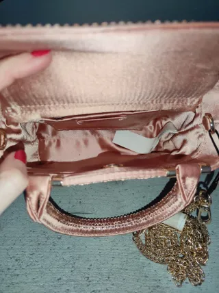 Bolso de mano Zara rosa con pedrería