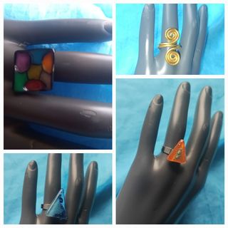 Lote 4 Anillos Artesanales - Vidrio, ajustables