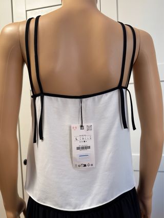 Top lencero ZARA blanco roto vivo contraste