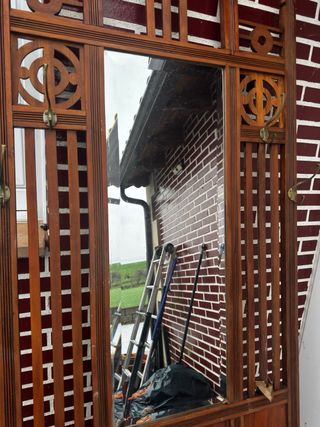 Mueble recibidor madera con espejo