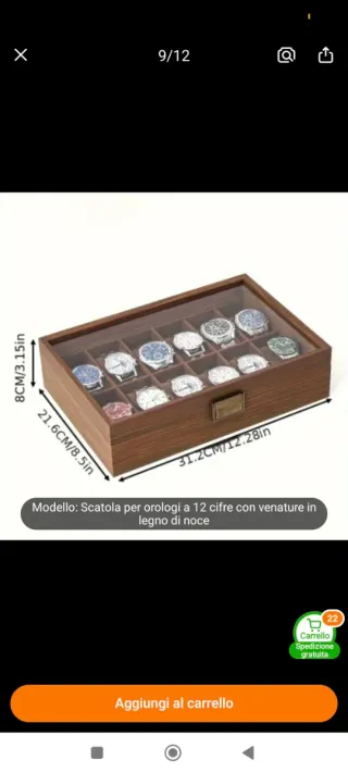 Scatola porta orologi in legno di noce