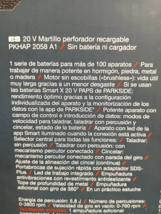 Martillo Perforador Parkside 20V Profesional