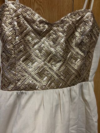 Vestido H&M dorado y blanco