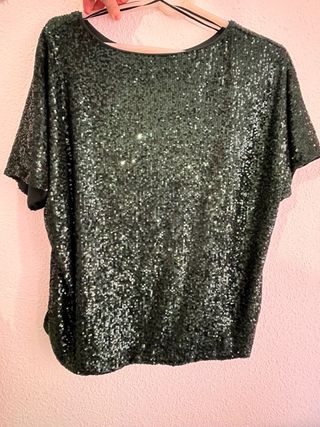 Top lentejuelas verde H&M