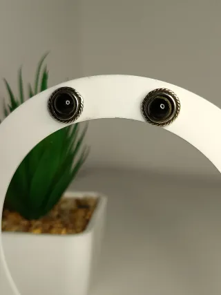 Pendientes Plata Ley Onix Negro