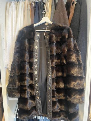 Abrigo Zara Talla M/38 Marrón Pelo Sintético